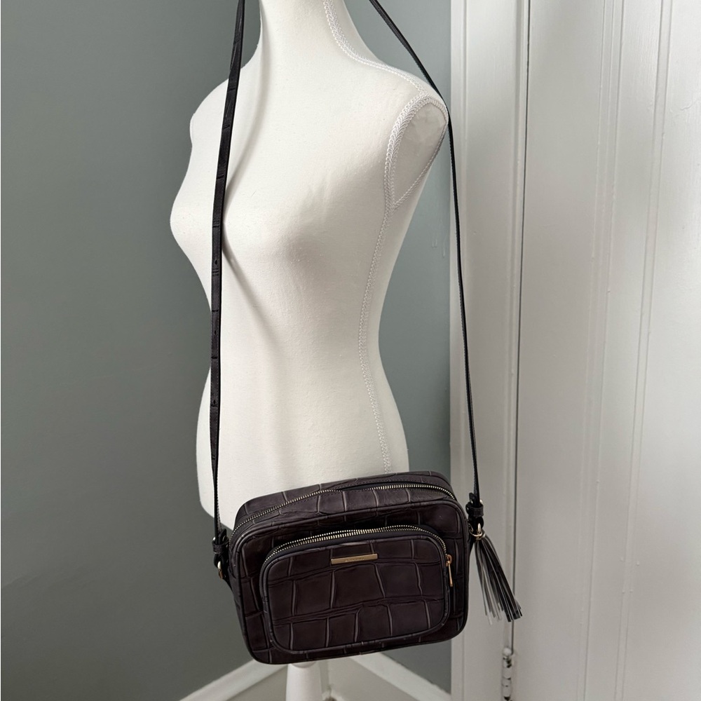 Brahmin charcoal grayCroc-Embossed Crossbody Bag